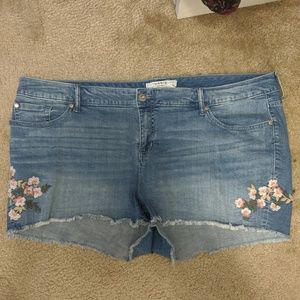 Torrid Denim Floral Shorts